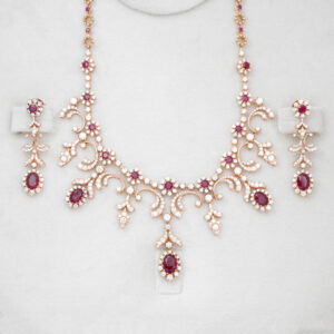 Red Ruby Gold & Diamond Necklace