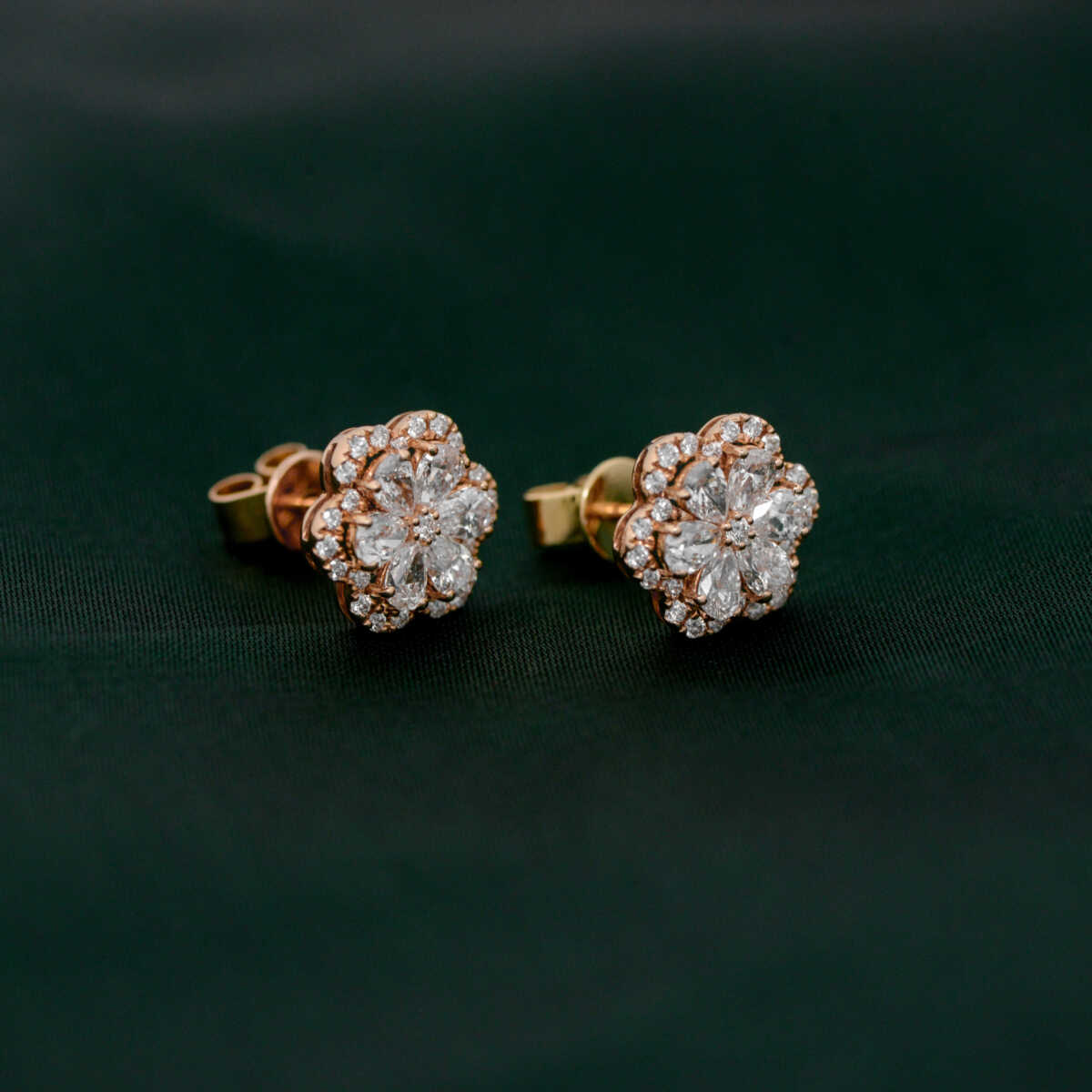 Rose Gold & Diamond Stud Earrings