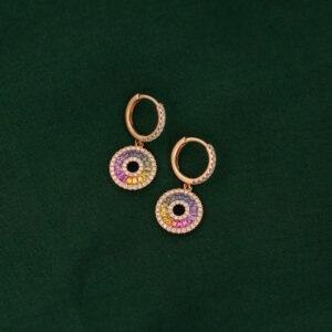 Multi Colored Sapphire and Diamond Earrings