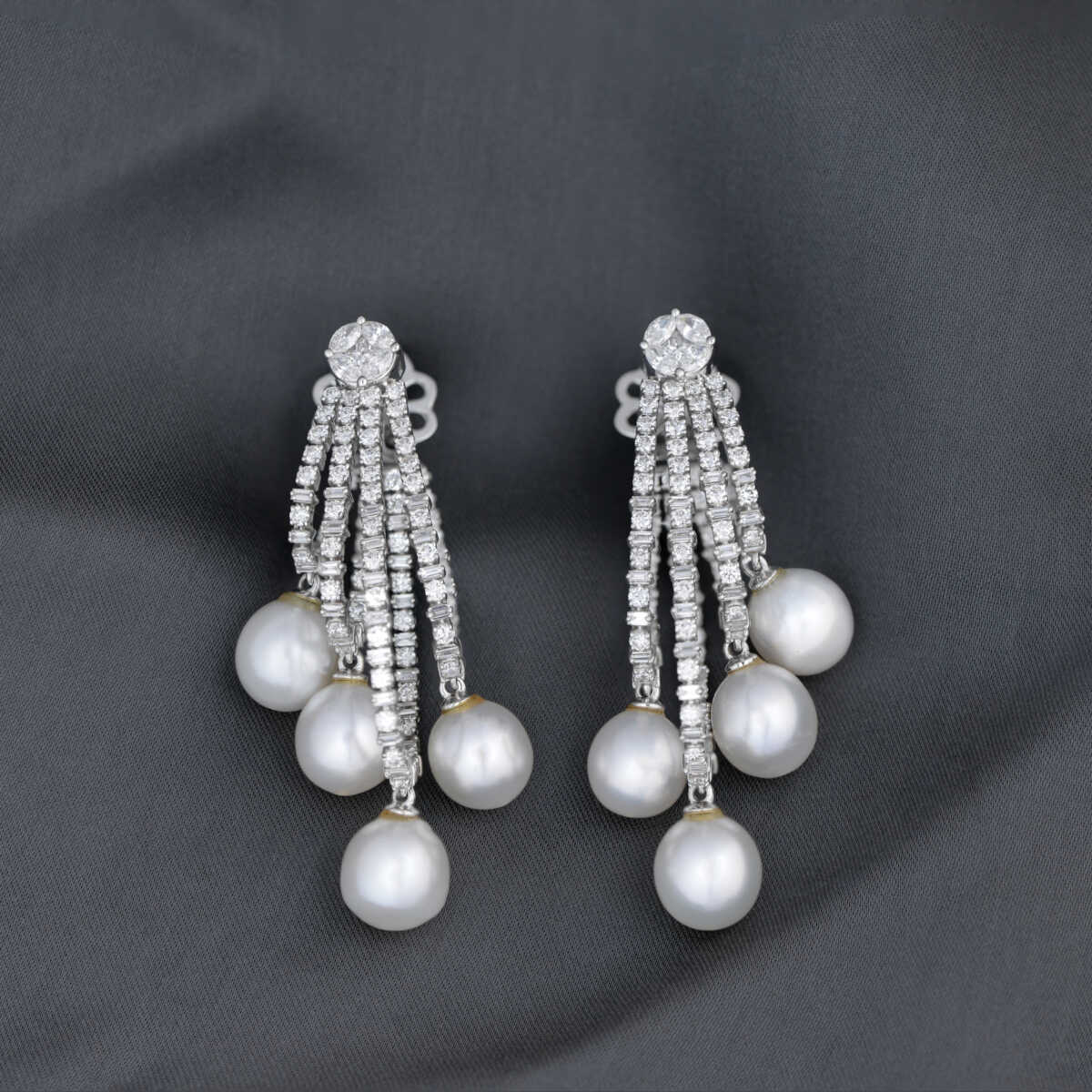 Diamond & Pearl Drop Earrings