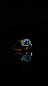 Blue gemstone ring in a silver setting