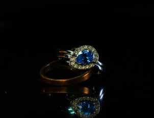 Blue gemstone ring in a silver setting